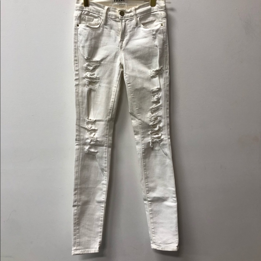 Frame White Ripped Jeans
